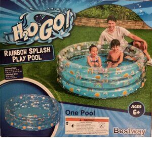 H2O GO! Rainbow Splash Play Pool Inflated 59”x59"x21"  Ages 6+